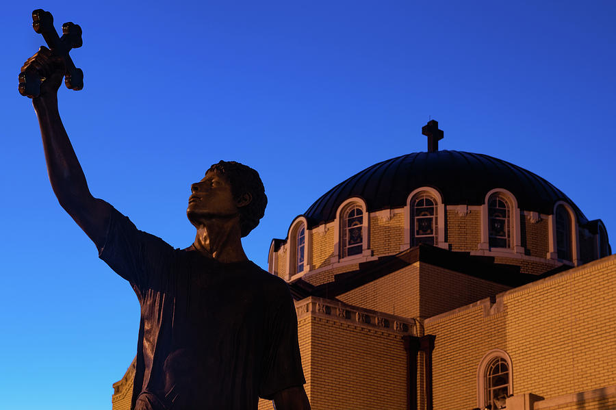 Epiphany Diver Statue at St. Nicholas Greek Orthodox Cathedral,  Photograph by Dawna Moore Photography