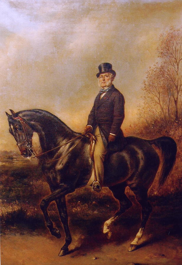 Equestrian portrait of Francois Adolphe Akermann Painting by Franz ...