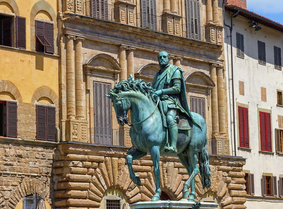 Equestrian statue of Cosimo I in Signoria Square of Florence, It Photograph by Elenarts - Elena Duvernay photo