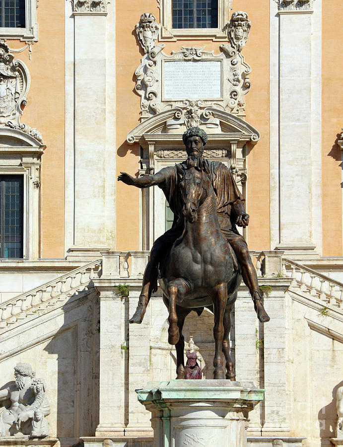 Equestrian Statue of Marcus Aurelius at Campidoglio 1876 Photograph by Jack Schultz
