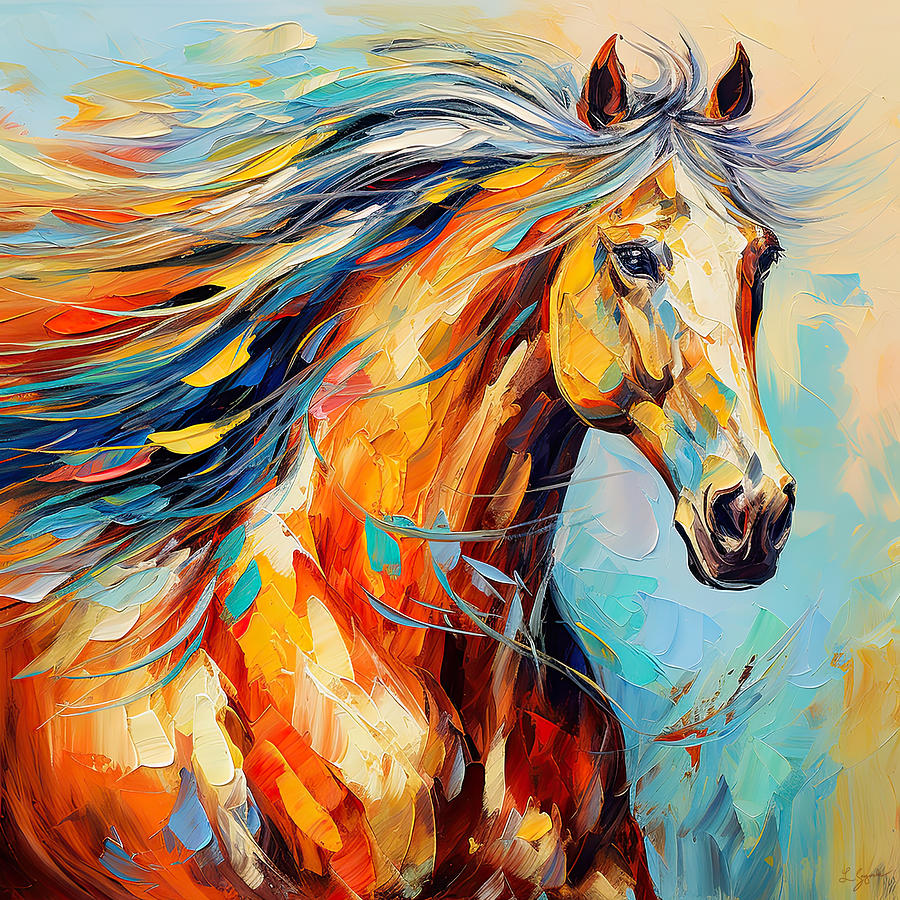 Equine Energy - Colorful Horse Portraits  Painting by Lourry Legarde