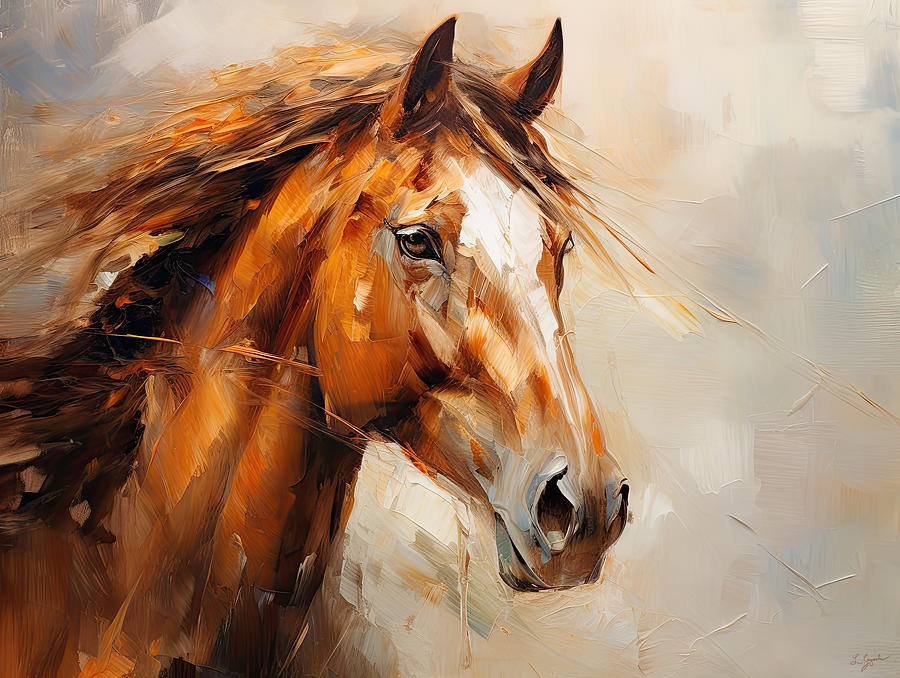 Equine Prestige - Horse Paintings Painting by Lourry Legarde