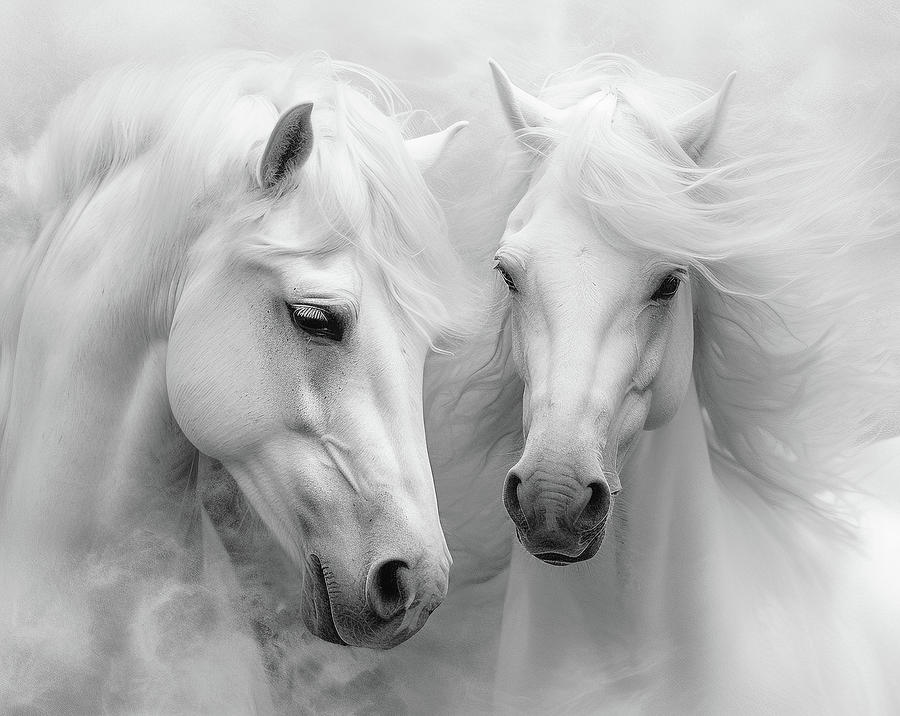 Equine White Digital Art by Athena Mckinzie