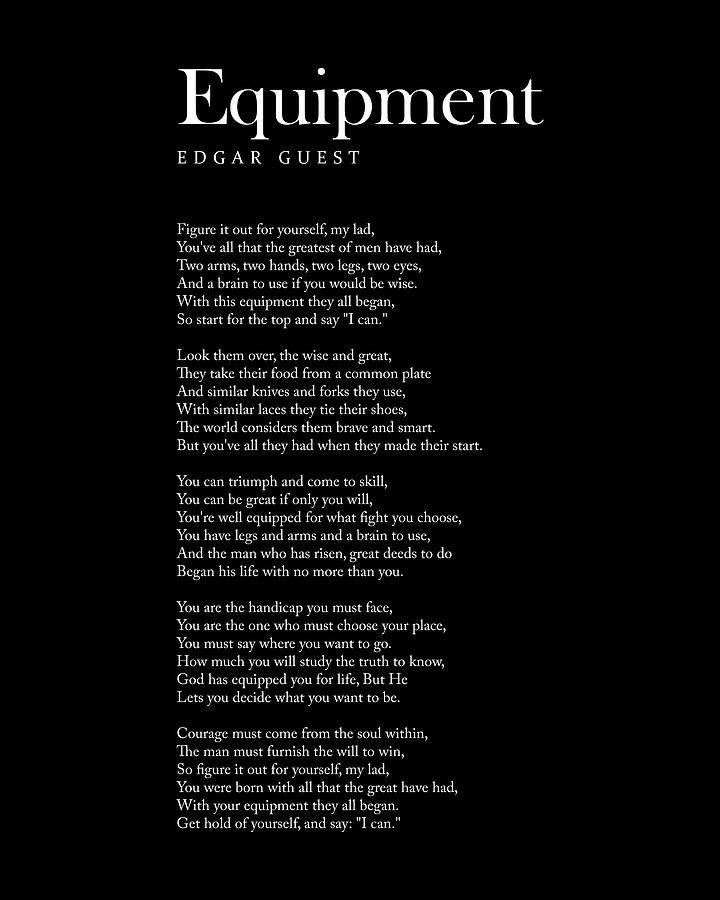 Equipment - Edgar Guest Poem - Literature - Typewriter Print 2 - Black Digital Art