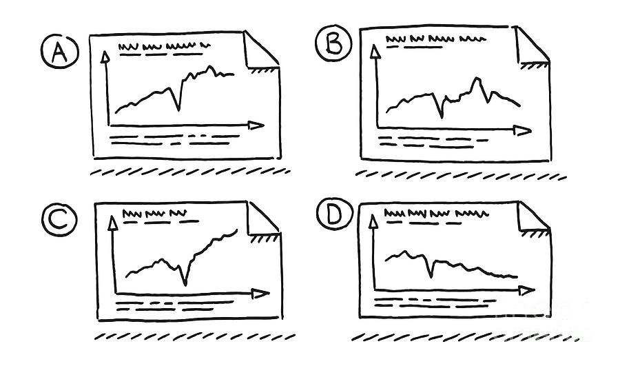 Black And White Drawing - Equity Price Chart Documents Drawing by Frank Ramspott