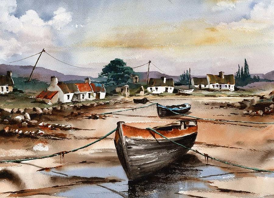 Erelough Harbour Roundstone Painting by Val Byrne