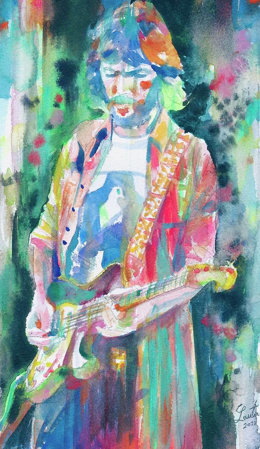 Eric Clapton Painting - ERIC CLAPTON - watercolor portrait .4 by Fabrizio Cassetta