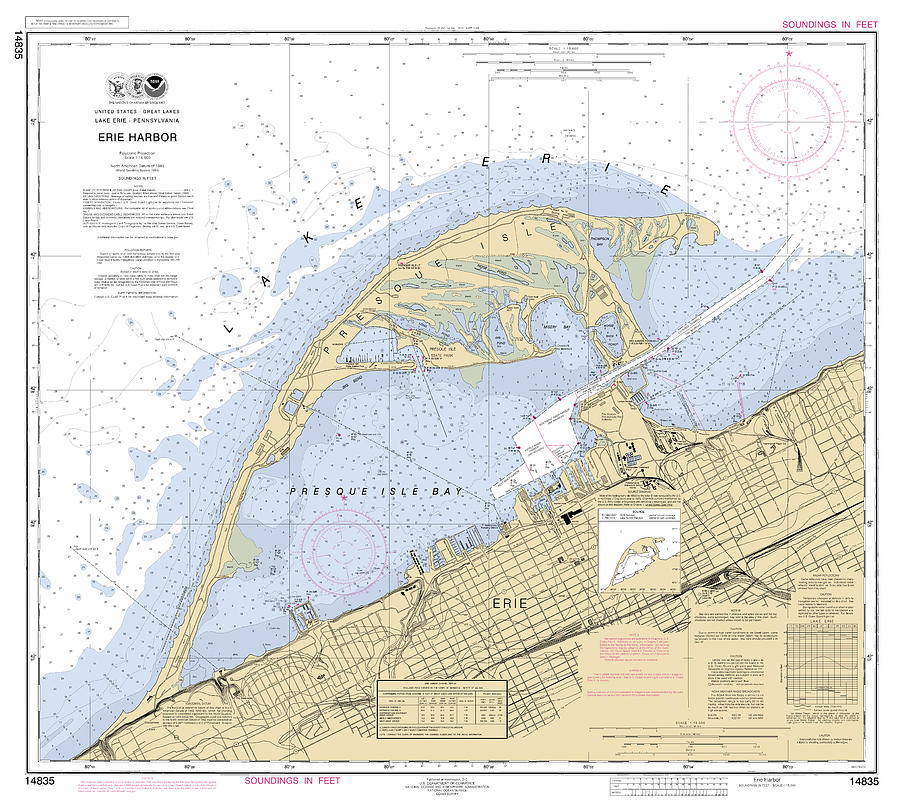 Erie Harbor, NOAA Chart 14835 Digital Art by Nautical Chartworks