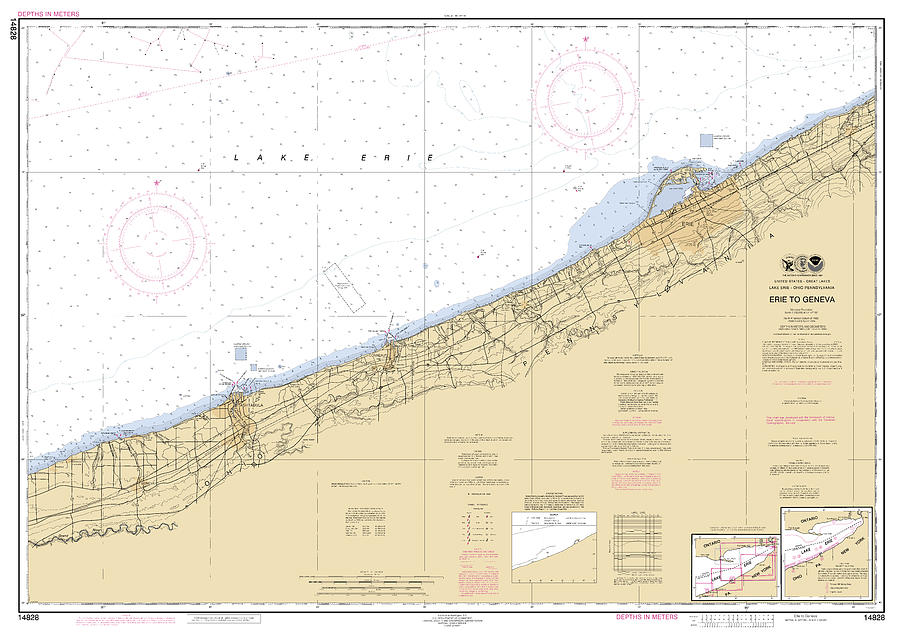 Erie to Geneva, NOAA Chart 14828 Digital Art by Nautical Chartworks