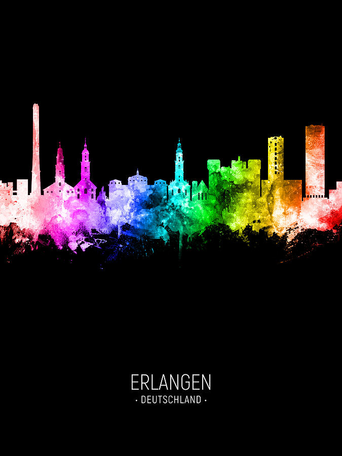 Erlangen Germany Skyline #12 Digital Art by Michael Tompsett
