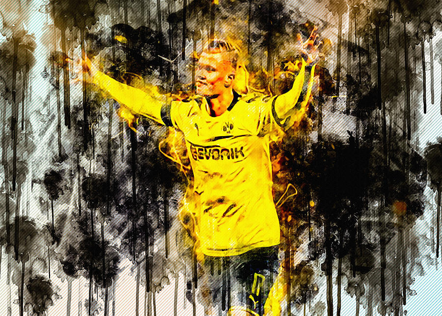 Erling Haaland 2020 Borussia Dortmund FC Norwegian Footballers Painting