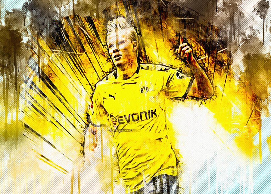 Erling Haaland Fan Art Borussia Dortmund FC Norwegian Footballers ...