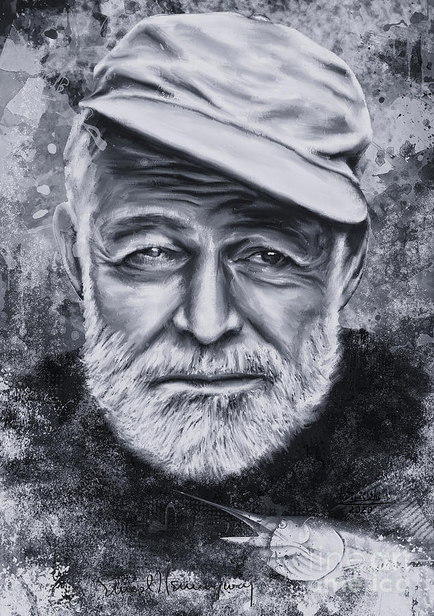 Ernest  Hemingway Digital Art by Andrzej Szczerski