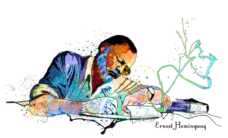 Ernest Hemingway Mixed Media by Miki De Goodaboom