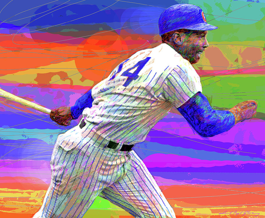 Ernie Banks - Mr Cubs Hits #500 Painting by David Lloyd Glover
