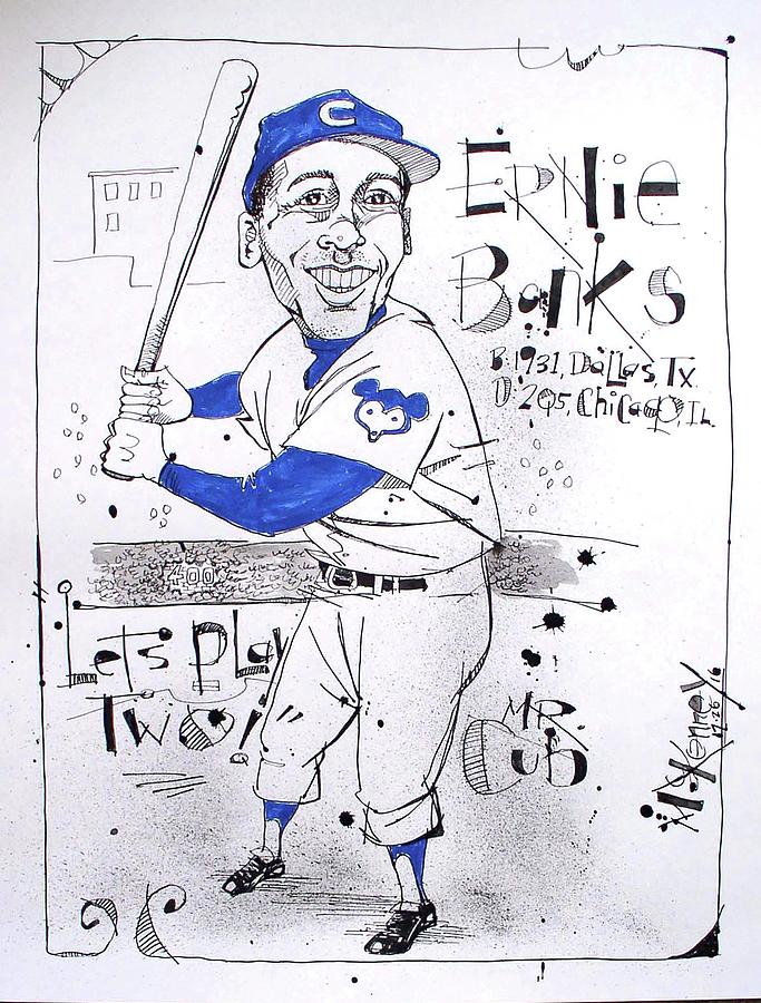 Ernie Banks Drawing by Phil Mckenney