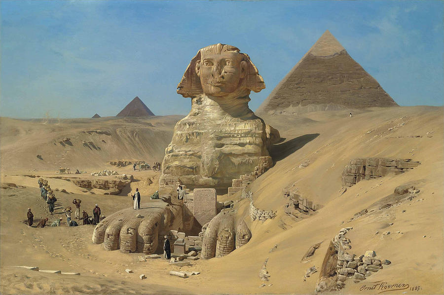 Ernst Karl Eugen Koerner  The excavation of the Sphinx  1887 Painting by MotionAge Designs