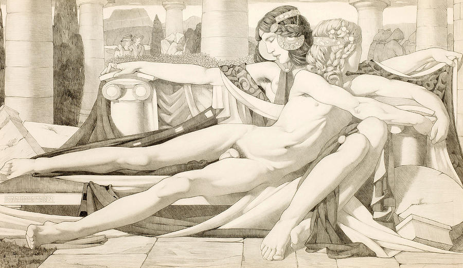 Eric Harald Macbeth Robertson Drawing - Eros and Aphrodite by Eric Harald MacBeth Robertson