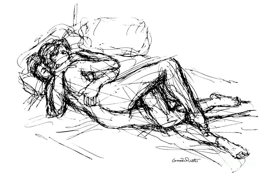 Erotic Couple Sketches 8 Drawing by Gordon Punt