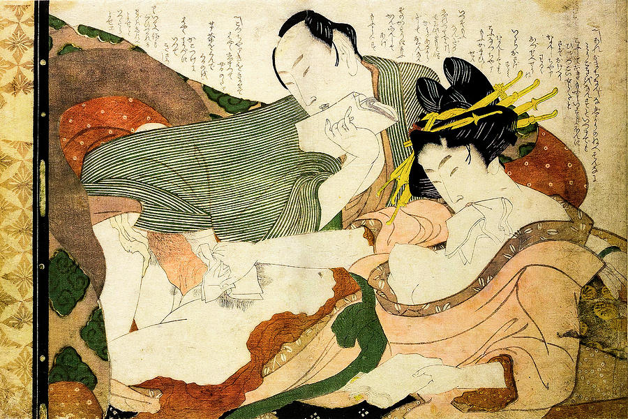 Erotic Japanese shunga by Katsushika Hokusai