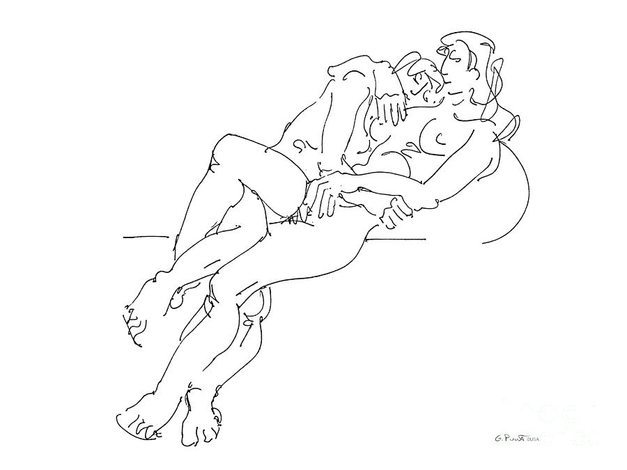 Erotic Lesbian Art 2 Drawing by Gordon Punt