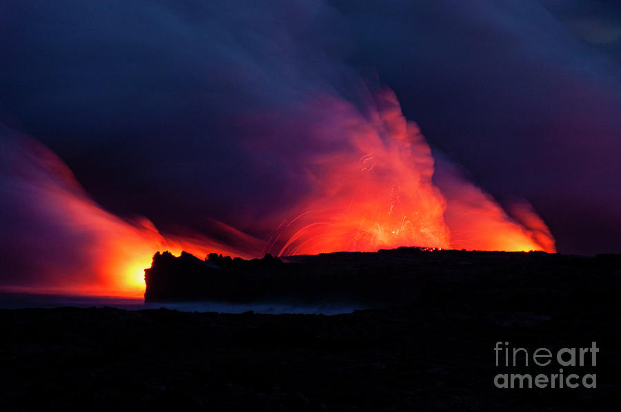 National Parks Photograph - Eruption in the Night by Bob Phillips