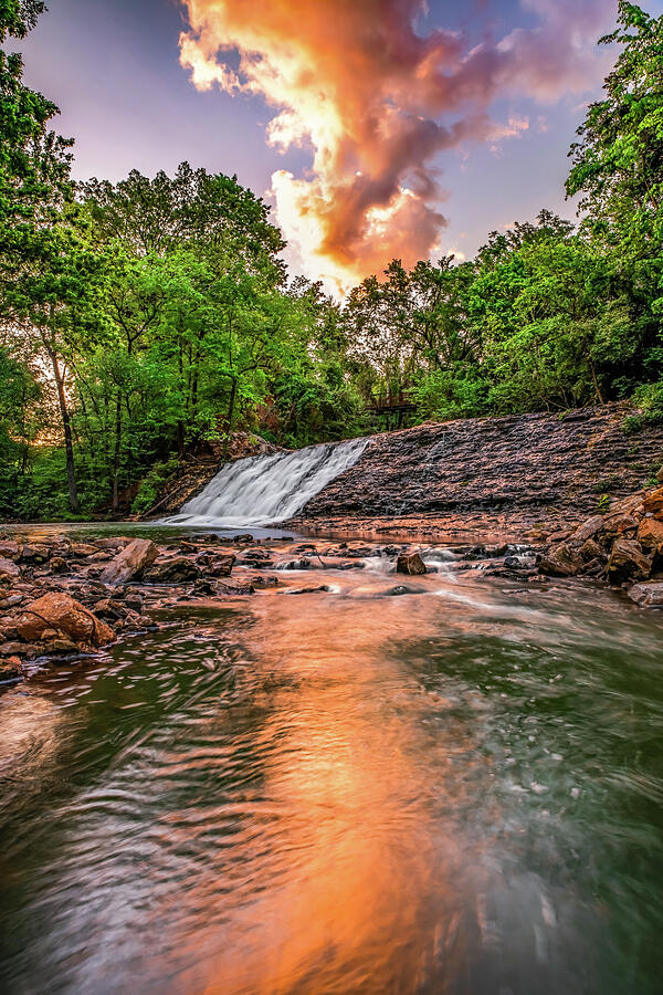 Eruptive Sunrise At The Lake Fayetteville Trail Clear Creek Waterfall Photograph by Gregory Ballos Eruptive Sunrise At The Lake Fayetteville Trail Clear Creek Waterfall Photograph by Gregory Ballos