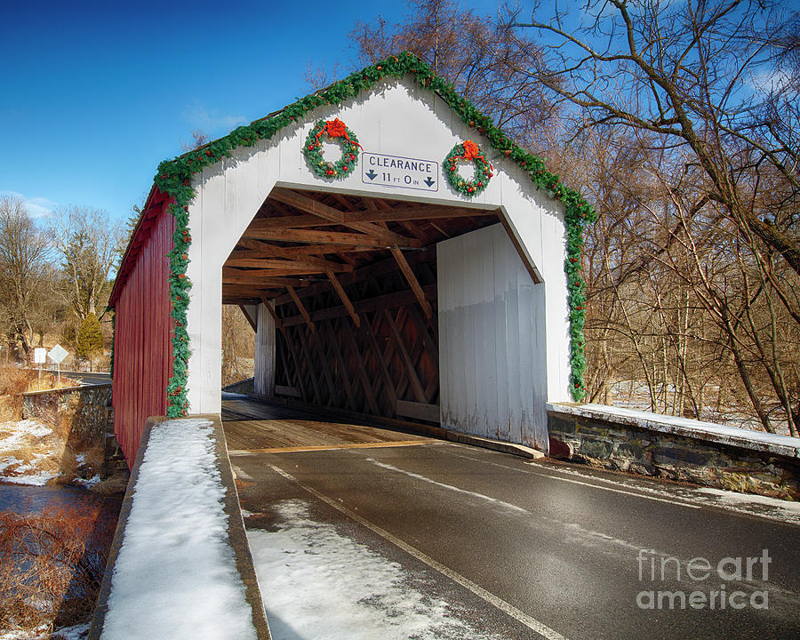 Erwina Covered Bridge During Winter Photograph by George Oze