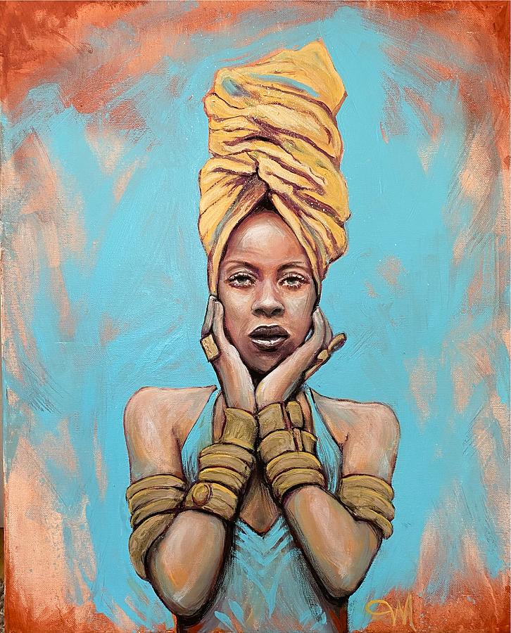 Erykah Badu Painting - Erykah Badu Music Icon Portrait by Carrie Martinez