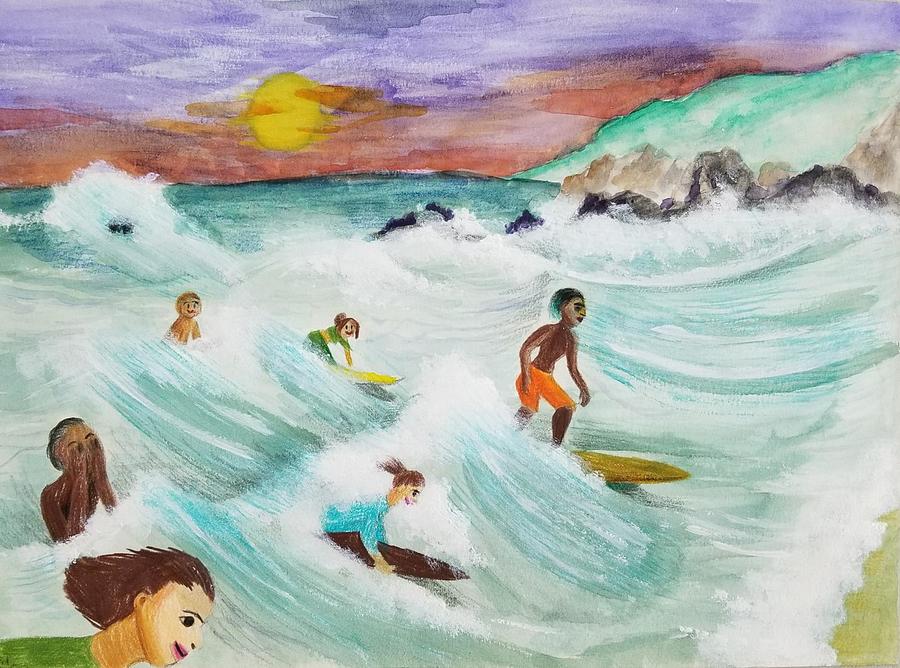 Surfing Painting - Escape From Boring by Jane Park 6th grade by California Coastal Commission