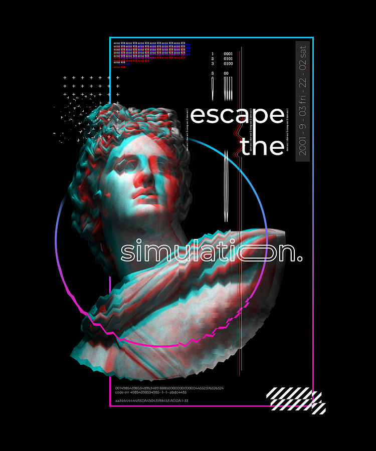 Greek Digital Art - Escape the Simulation Glitch Statue by Me