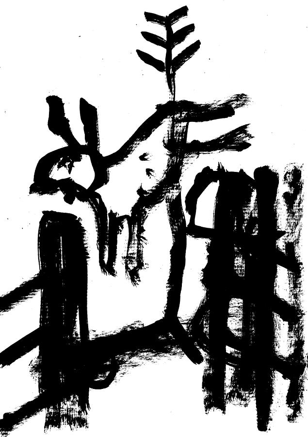 Escaping Deer Drawing by Edgeworth Johnstone