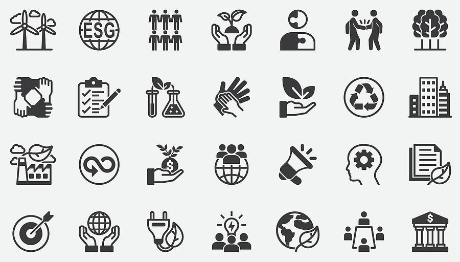 ESG,Environmental, Social, and Governance Concept Icons Drawing by LueratSatichob