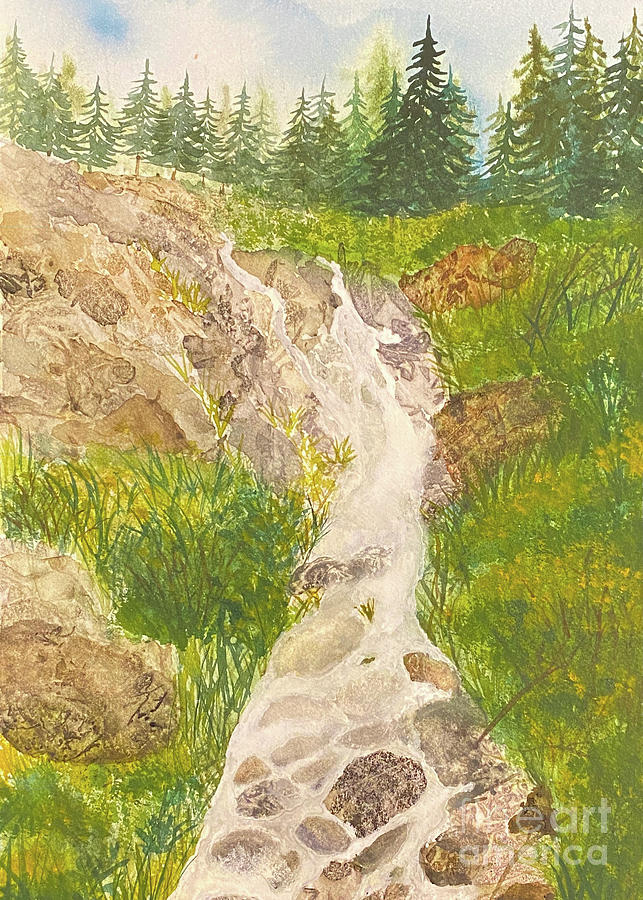 Esmeralda Basin Waterfall Painting by Lisa Neuman
