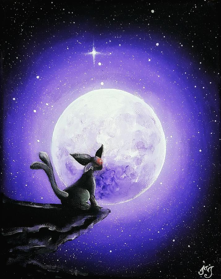Espeon Under The Moon Painting By Magda Swinya