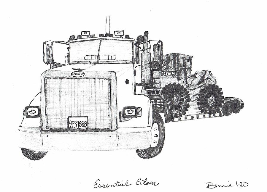 Semi Truck Drawing - Essential Eileen by Bonnie McKeegan Semi Truck Drawing - Essential Eileen by Bonnie McKeegan
