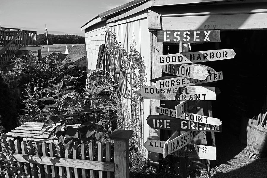 Essex MA New England Signs Black and White Photograph by Toby McGuire