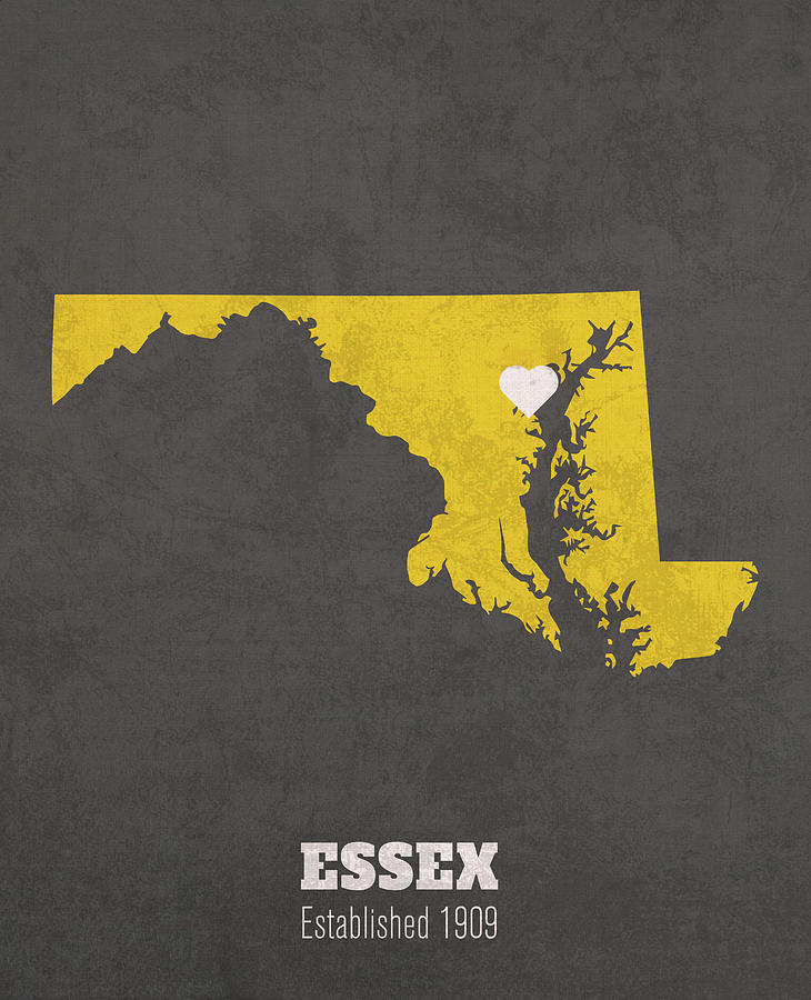 Essex Maryland City Map Founded 1909 Towson University Color Palette Mixed Media By Design Turnpike 0984