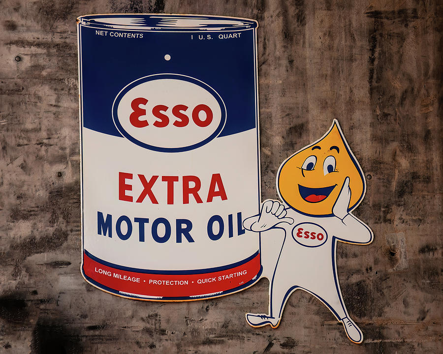 Man Cave Sign Photograph - Esso Extra Motor Oil sign by Flees Photos