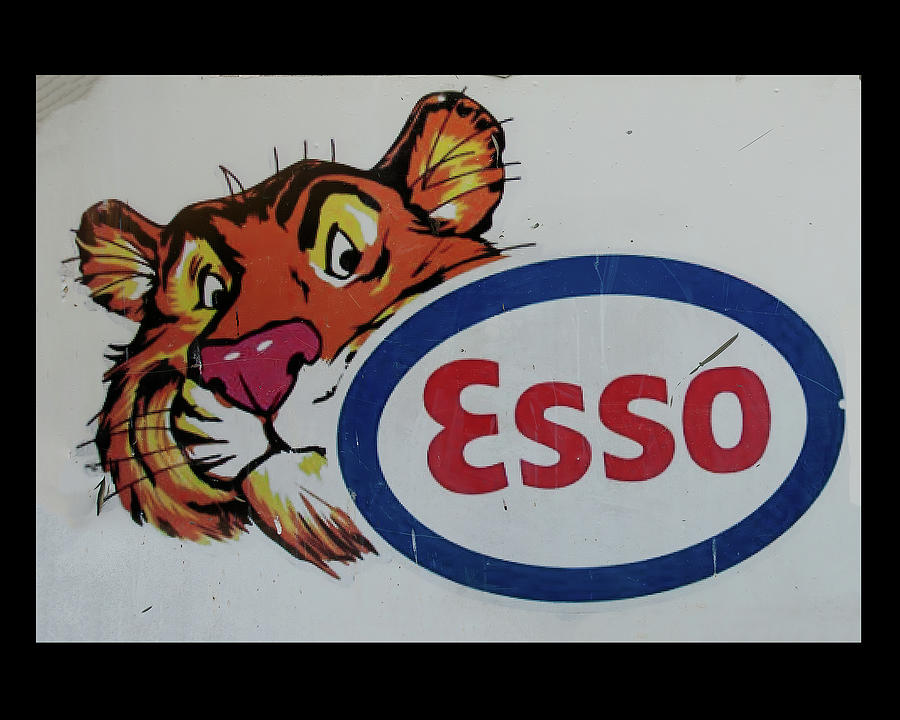 Man Cave Sign Photograph - ESSO tiger with pole sign by Flees Photos