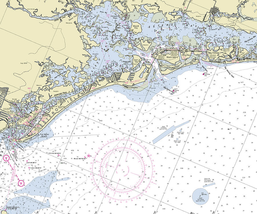 Estero Florida Nautical Chart Digital Art by Sea Koast Fine Art America