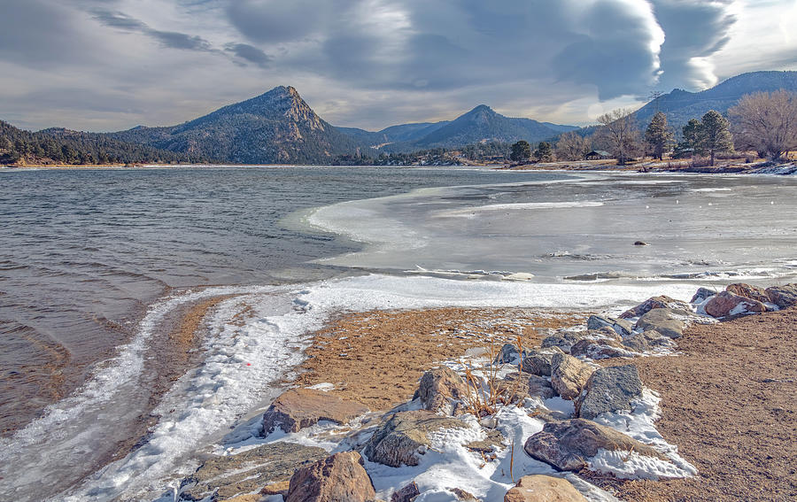Estes Lake in Winter Photograph by Marcy Wielfaert