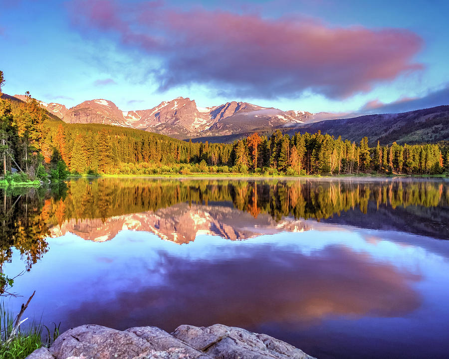 Estes Park Colorado Sprague Lake Mountain Sunrise Photograph by Gregory Ballos