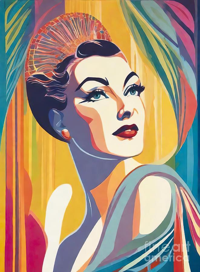 Esther Williams abstract portrait Digital Art by Movie World Posters