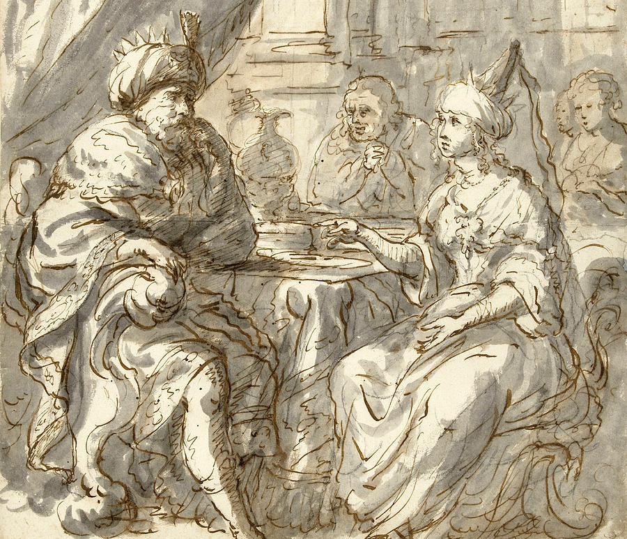 Esthers Banquet Drawing by Zacharias Blijhooft
