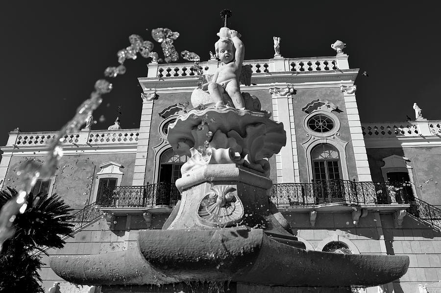 Estoi Palace Fountain in Monochrome Photograph by Angelo DeVal