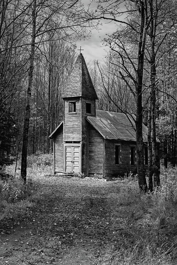 Estonian Evangelical Martin Luther Church  in black and white Photograph by Mike Schaffner