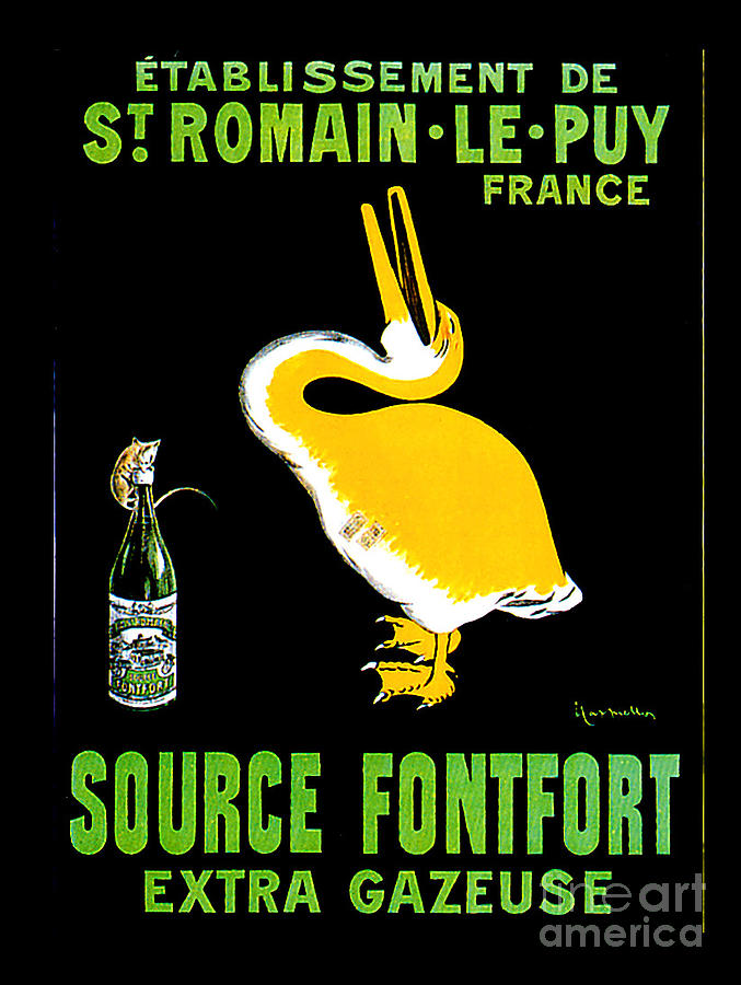 Etablissement De St Romain Le Puy France, Source Fontfort Extra Gazeuse Advertising Poster Painting by Leonetto Cappiello
