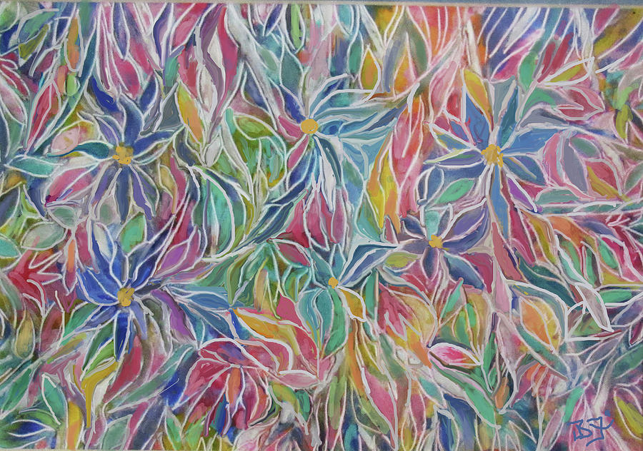 Etched Flower Pattern Mixed Media by Jean Batzell Fitzgerald