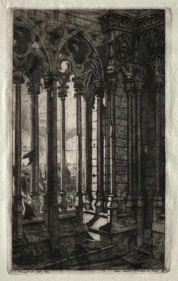 Etchings of Paris The Gallery of Notre Dame 1853 Charles Meryon Painting by MotionAge Designs